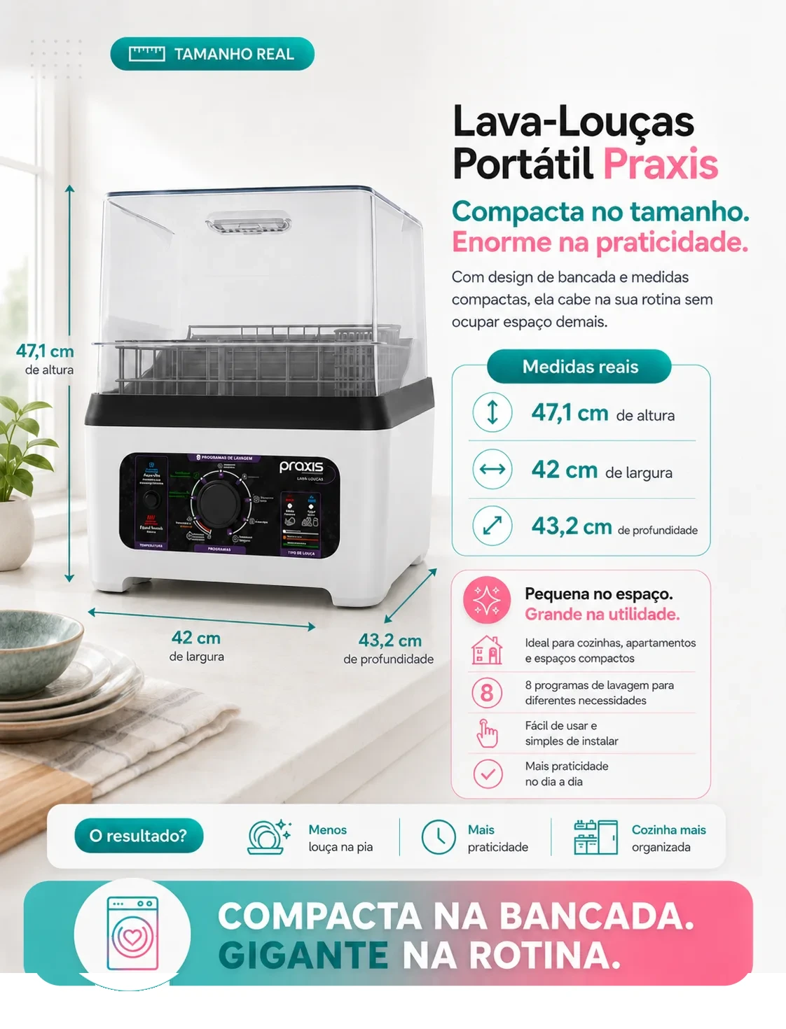 Demonstração dos jatos 360 graus e esterilização térmica